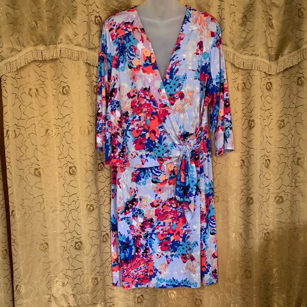 George Floral Wrap Midi Dress - Multicolor Size XXL 20